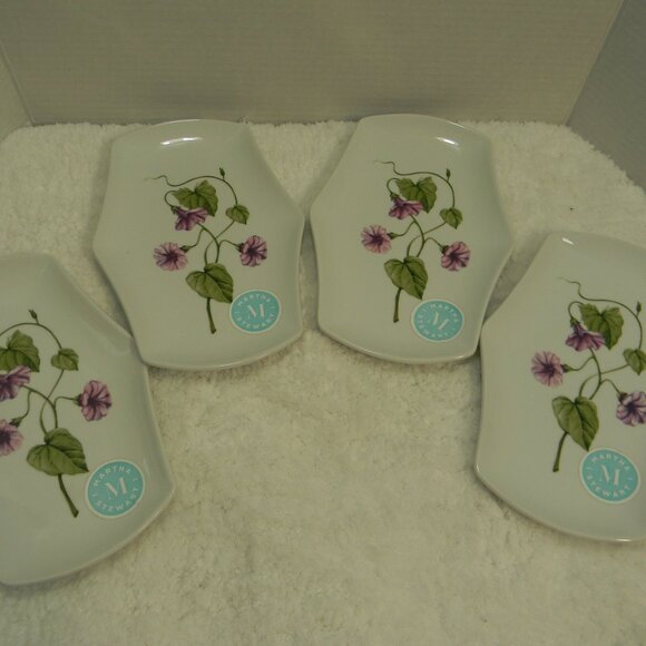 Martha Stewart Botanical Garden Shaped Decorative Plates Set of 4 Green Purple - Picture 4 of 7